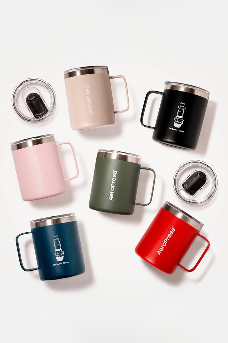 Термокружка для кофе в дорогу AeroPress Travel Coffee Mug - Stainless Steel (Red), красная