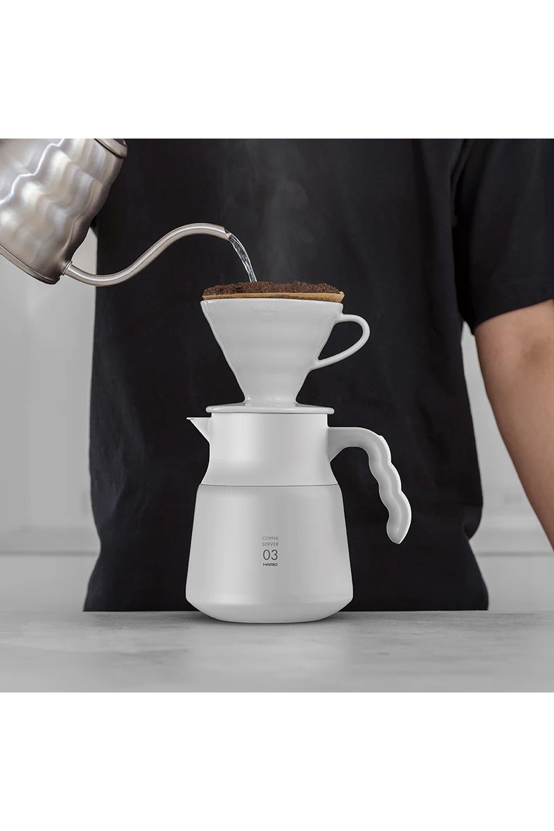Сервер-термос, кофейник, чайник стальной HARIO V60 Insulated PLUS 800мл (VHSN-80-W), белый