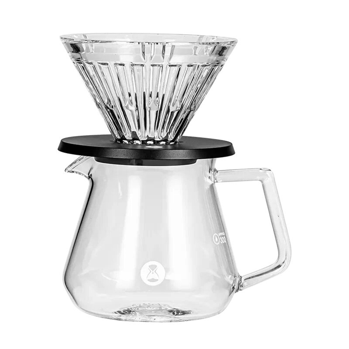 Воронка для кофе стеклянная Timemore Crystal Eye Turbo 01 дриппер V60-01 для пуровер, черная основа